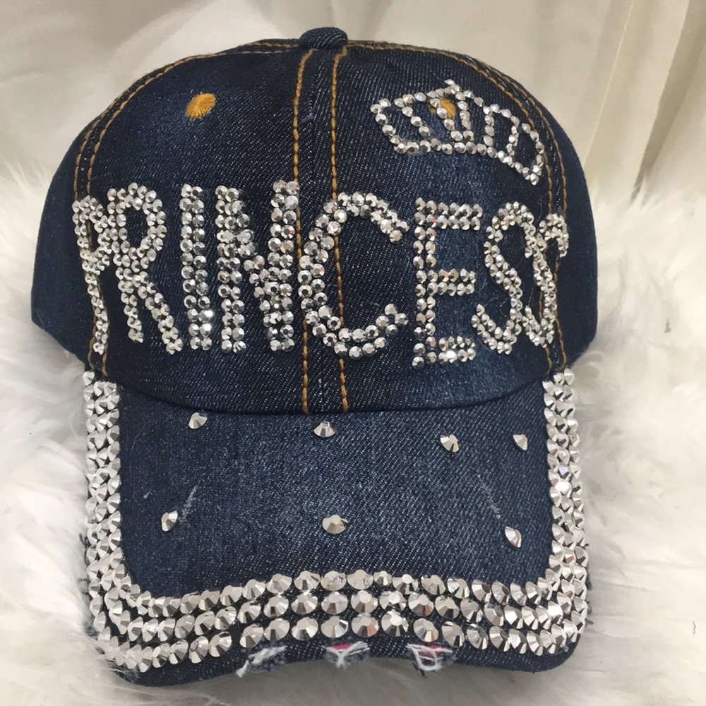 Princess 👸 Denim Jean Cap Rhinestone Bling
